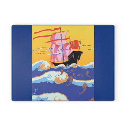 Golden Seas and Whimsical Dreams Glass Cutting Board