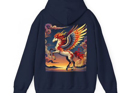 Flame-Winged Horse at Sunset – Heavy Blend™ Hooded Sweatshirt