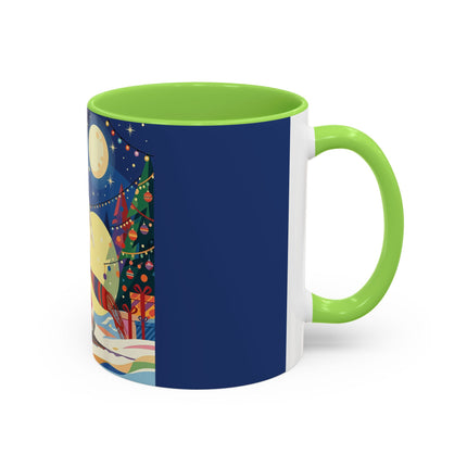 🌙🎿 The Moonlit Christmas Skier Colorful Mug – Whimsical Holiday Fantasy