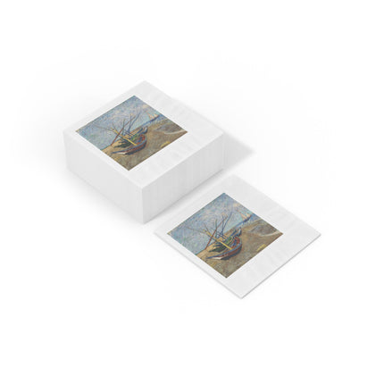 Fishing Boats on the Beach at Saintes-Maries by Vincent Van Gogh White Coined Napkins