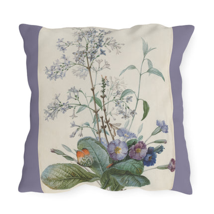 A Bouquet of Flowers with Insects by Pierre Joseph Redouté Outdoor Pillows