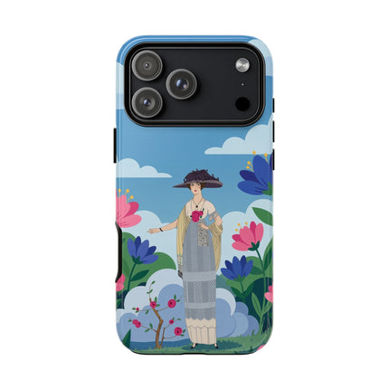 🌸🎩 The Lady Of The Grand Flower Garden Phone Case – Art Deco Fashion Illustration