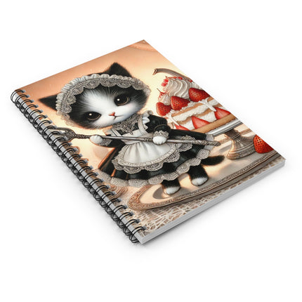 Patisserie Kitten Spiral Notebook — Ruled Line