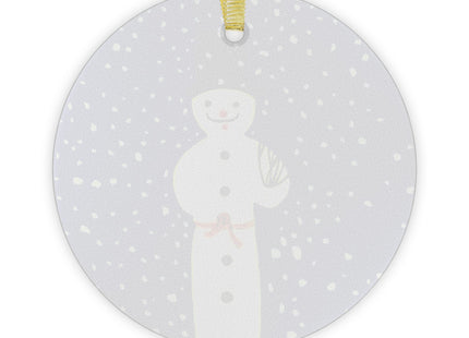 Snowman in Falling Snow Glass Ornament