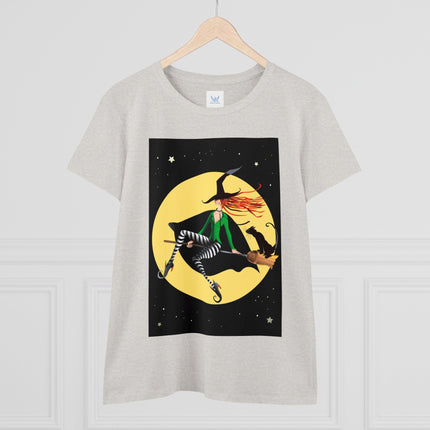 A Witch’s Moonlit Flight Women's Midweight Cotton Tee