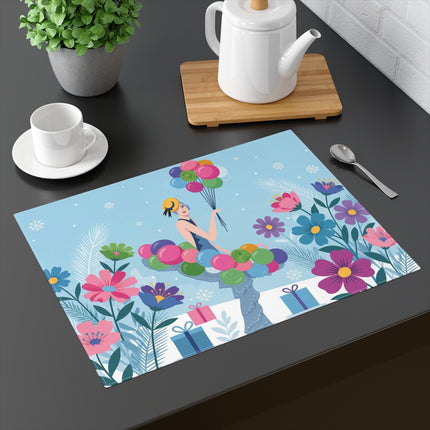 🎈🌸 The Christmas Balloon Garden Placemat – Art Deco Holiday Whimsy