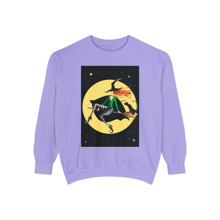 A Witch’s Moonlit Flight Unisex Garment-Dyed Sweatshirt