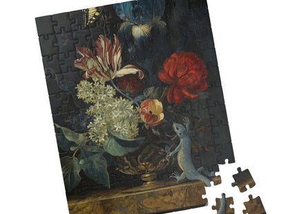 Dutch Baroque Still Life Puzzle — Tulips, Butterfly & Lizard (110–1014 pcs)