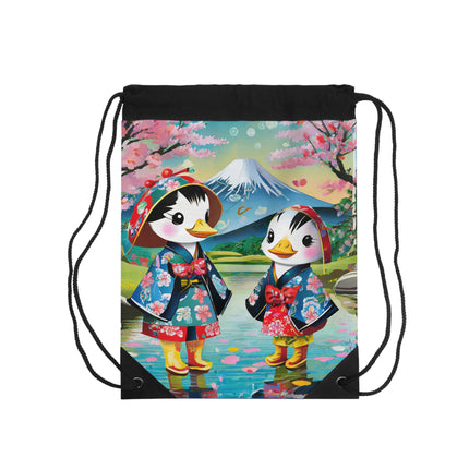 Rainy Day Ducks Drawstring Bag