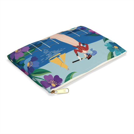 🌊🔭 The Lady Of The Seaside Lookout Accessory Pouch – Art Deco Nautical Adventure