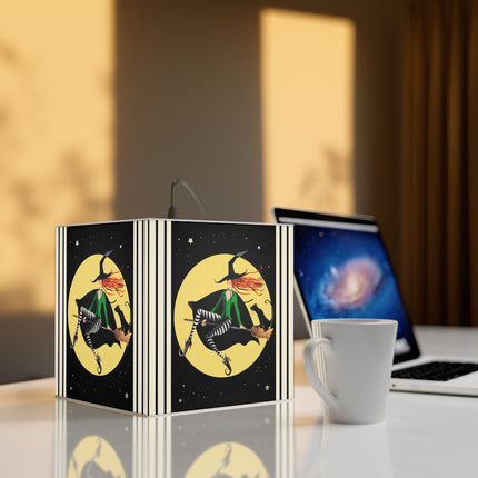 A Witch’s Moonlit Flight Light Cube Lamp