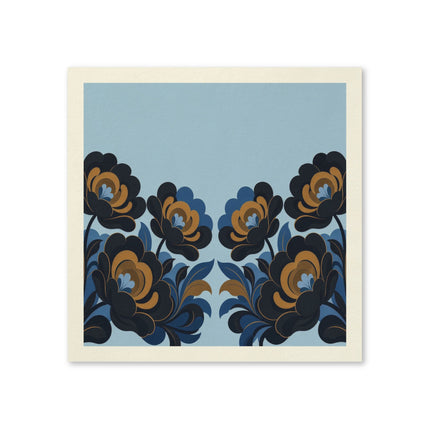 💙🖤 The Midnight Gilded Blossom Napkins – Art Deco Botanical Elegance