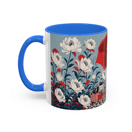 ❤️🌺 The Scarlet Parasol Spectacle Colorful Mug – Art Deco Fashion Elegance