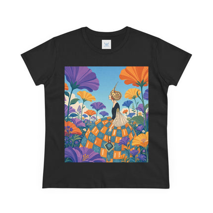 🌺🧡 The Lady Of The Golden Garden Cotton Tee – Art Deco Fashion Fantasy
