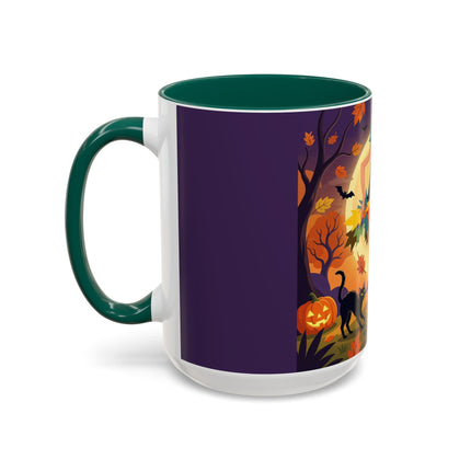 🌕🍂 Autumn Song Beneath The Harvest Moon Colorful Mug – Whimsical Halloween Charm