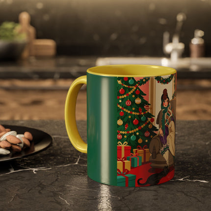 🖤🔥 The Lady Of The Christmas Hearth Colorful Mug – Art Deco Holiday Elegance