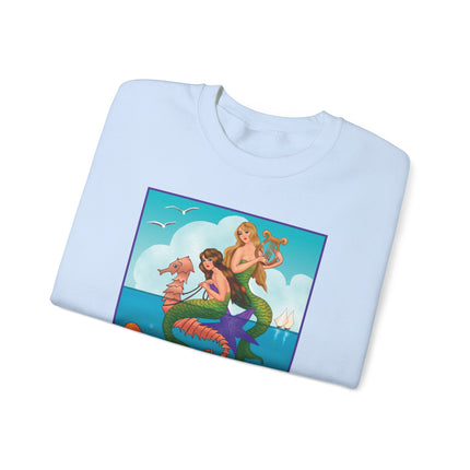 Three Mermaids with Strings of Pearls by Carlo Chiostri Heavy Blend™ Crewneck Sweatshirt