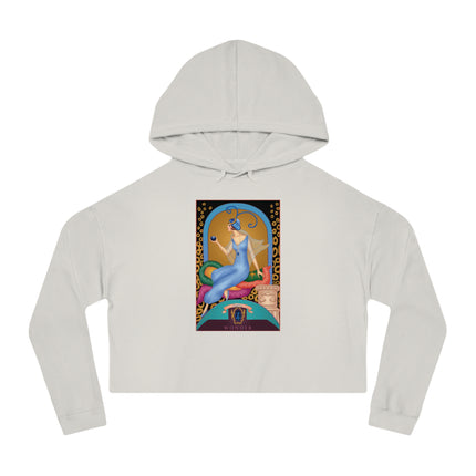 September & Sapphire (from the Gem Series) by Sofia Chiostri Women’s Cropped Hooded Sweatshirt
