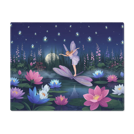 🧚🪷 The Firefly Fairy Lotus Garden Placemat – Art Deco Moonlit Fantasy