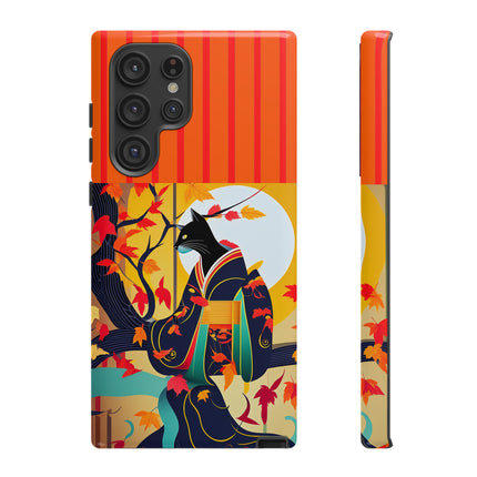 Black Cat in Kimono Phone Cases