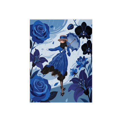 ☔💙 The Blue Rain Promenade Ceramic Tile – Art Deco Floral Fashion