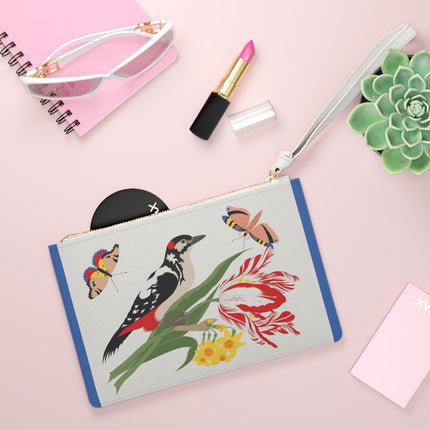 Woodpecker & Tulip Clutch Bag – Vibrant Energy & Cheerful Charm