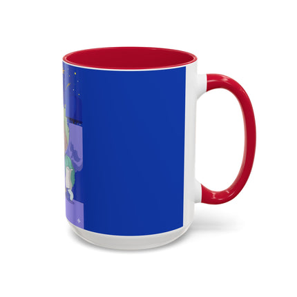 Wishes Beneath the Comet Sky Colorful Mug (11oz, 15oz) – Celestial Magic, Art Deco Elegance & Dreamy Wonder