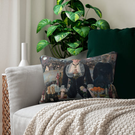 A Bar at the Folies-Bergère by Edouard Manet Spun Polyester Lumbar Pillow