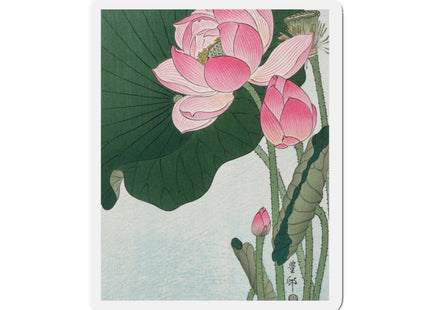 Blooming Lotus Flowers by Ohara Koson Die-Cut Magnets (5 Sizes)