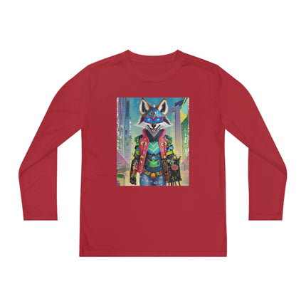 Cyber Hyena Youth Long Sleeve Competitor Tee – Neon Mischief & Futuristic Style