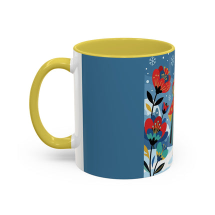 ❤️❄️ The Winter Heart Messenger Colorful Mug – Art Deco Snow Garden Fantasy