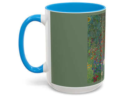 Farm Garden with Sunflowers by Gustav Klimt Colorful Mugs (11oz, 15oz)