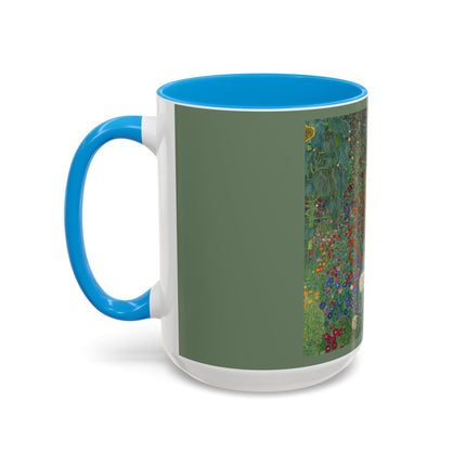 Farm Garden with Sunflowers by Gustav Klimt Colorful Mugs (11oz, 15oz)