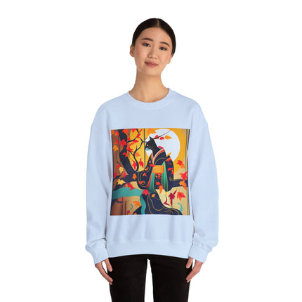 Black Cat in Kimono Unisex Heavy Blend™ Crewneck Sweatshirt