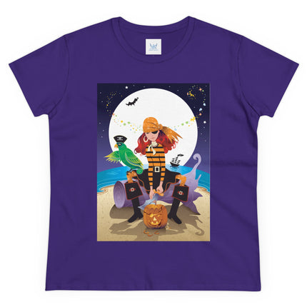 Moonlit Pirate Halloween Women's Midweight Cotton Tee