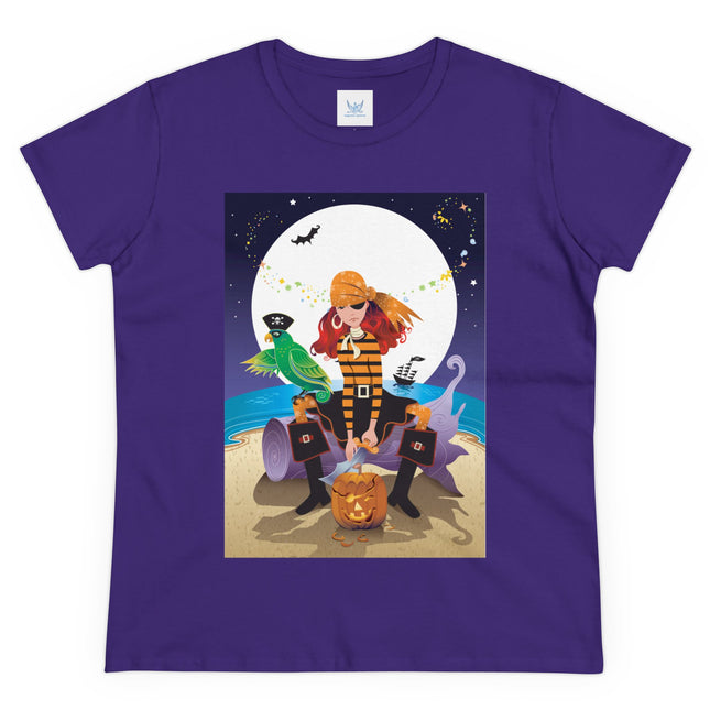Moonlit Pirate Halloween Women's Midweight Cotton Tee
