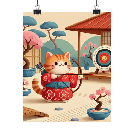 🏹🐱 Archer Kitten in the Zen Garden Matte Vertical Poster – Focus, Whimsy & Zen Balance