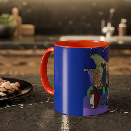 Wishes Beneath the Comet Sky Colorful Mug (11oz, 15oz) – Celestial Magic, Art Deco Elegance & Dreamy Wonder