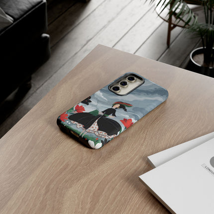 🌧️🌺 The Stormy Flower Walk Phone Case – Art Deco Floral Fashion