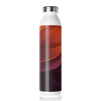 Wave Pattern with Intertwined Hues of Orange, Rose, Maroon, and Purple Slim Water Bottle