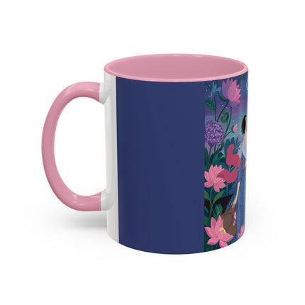 The Lady And The Morning Song Colorful Mugs – Art Deco Botanical Elegance