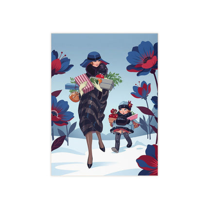 🎁🌸 The Christmas Gift Garden Stroll Ceramic Tile – Art Deco Holiday Togetherness