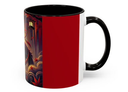 Regal Crimson Crane in the Autumn Mist Colorful Mugs (11oz, 15oz)