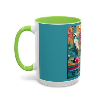 Elegant Egret Oasis Colorful Mugs (11oz, 15oz)