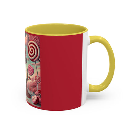 Whimsical Geisha Kitten in a Valentine Garden Colorful Mugs (11oz, 15oz)