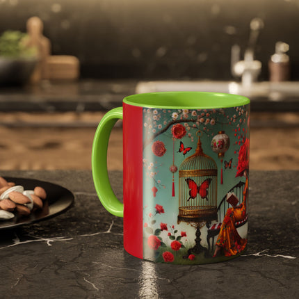 Reading in a Painted Garden Colorful Mugs (11oz, 15oz)