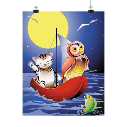 Embarking on a Moonlit Journey Premium Matte Vertical Posters