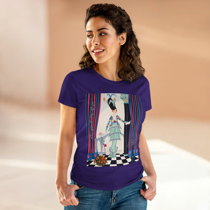 🌸🎭 The Lady Of The Garden Salon Cotton Tee – Art Deco Floral Elegance