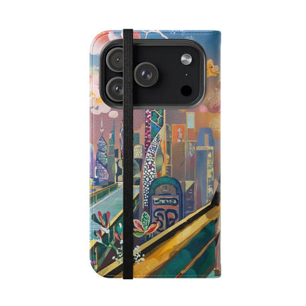 🤖🌆 Cyber Punk Robot Models Flip Case – Futuristic Fashion & Neon Elegance