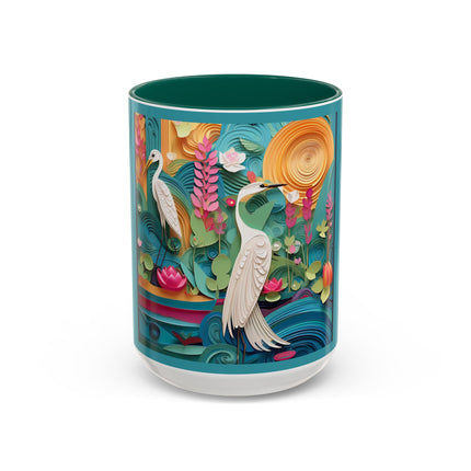 Elegant Egret Oasis Colorful Mugs (11oz, 15oz)